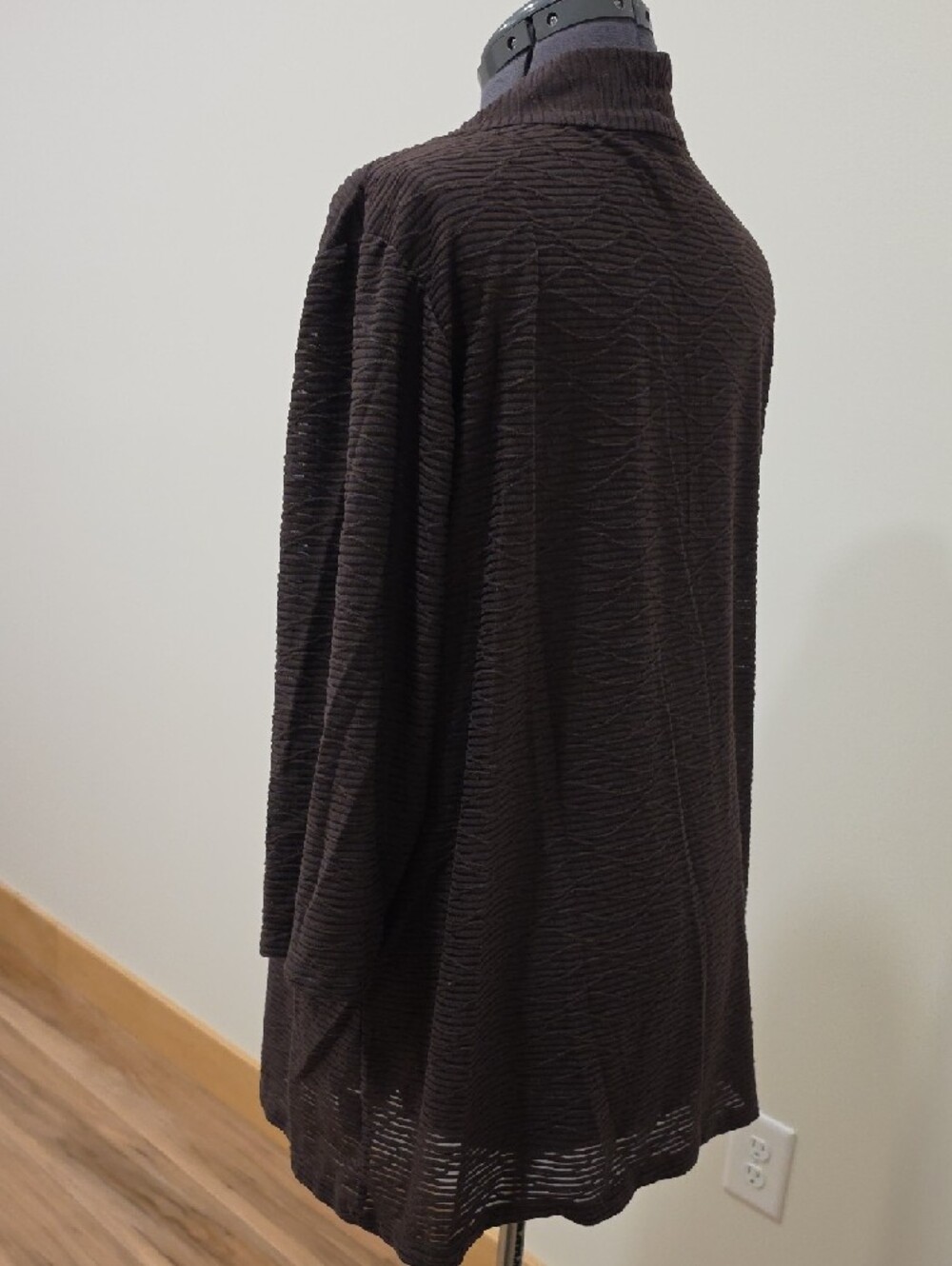 JM Collection Brown Ribbed Open-Front Cardigan - Picture 5 of 8